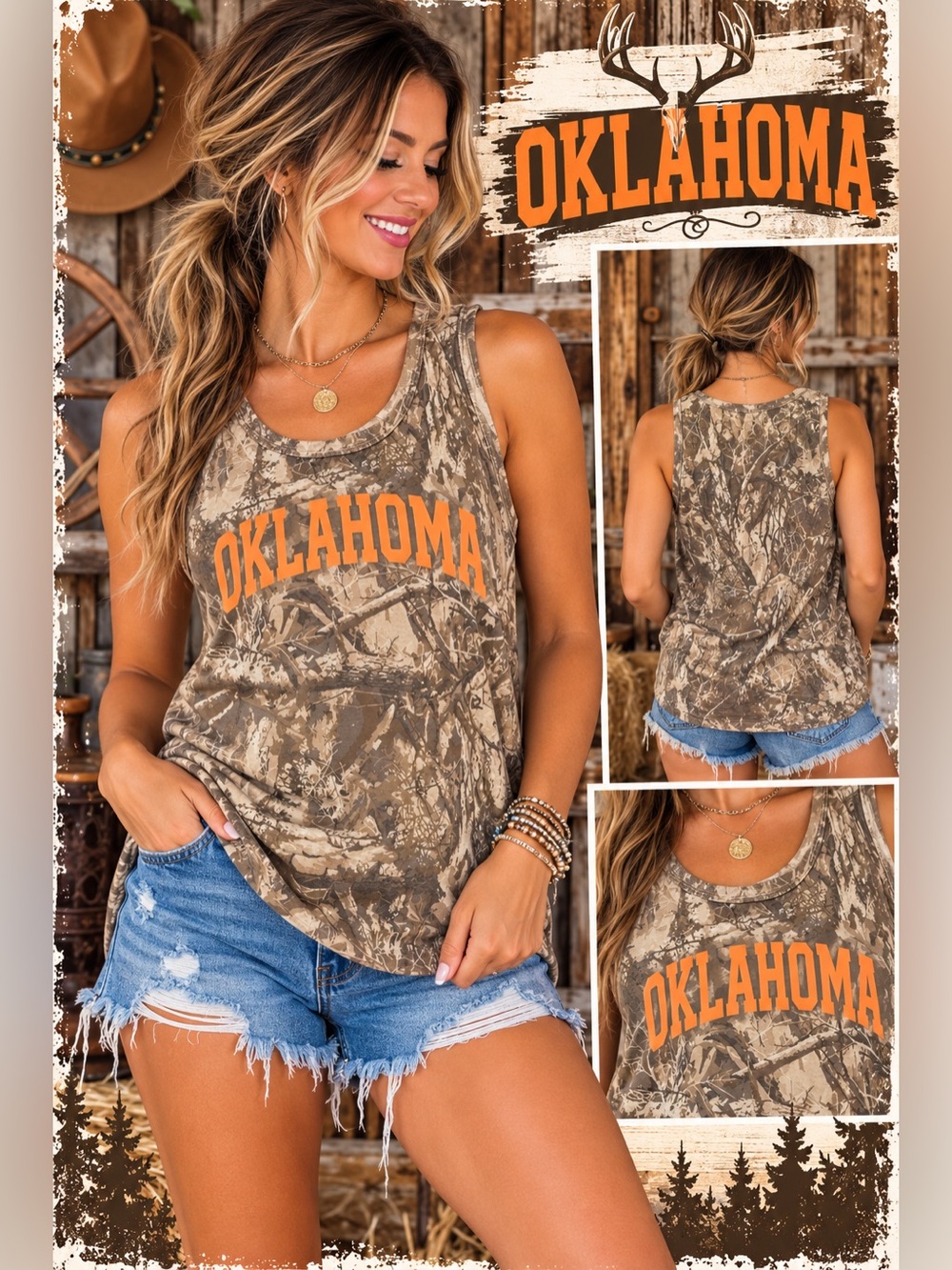 State of Mine Oklahoma Camo Tank Top - Women's Brown/Orange